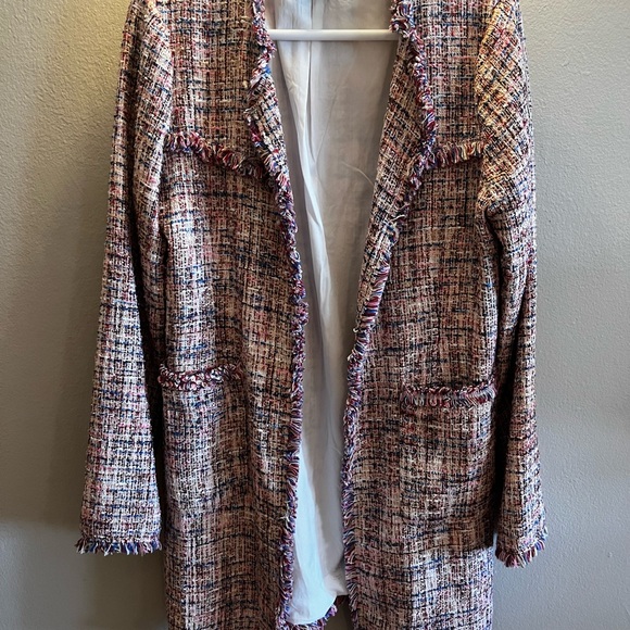 Laundry By Shelli Segal Jackets & Blazers - Textured Bouclé Open-Front Coatigan in Multi-Color